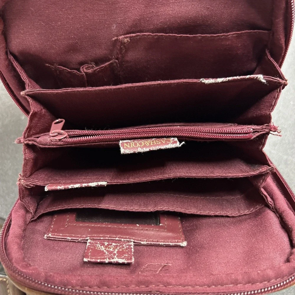 Vtg 90s Corduroy‎ Canvas Leather Purse Crossbody Mini Bag Contempo Casuals